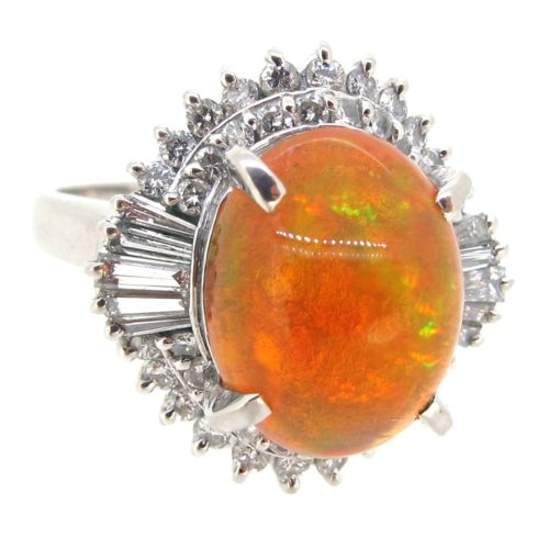 Fire Opal & Diamond Ring