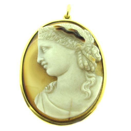 Antique gold & stone cameo pendant