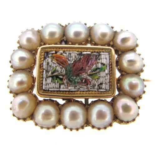 Antique Pearl & Micro Mosaic Brooch