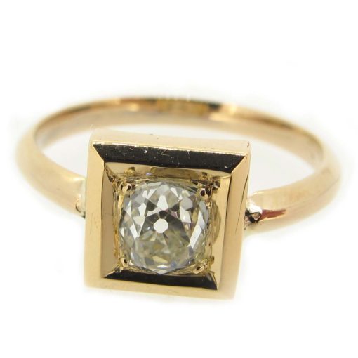 Square Set Diamond & Gold Ring