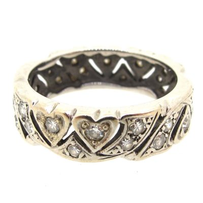 White Gold & Diamond Carved Eternity Band