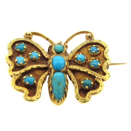 Gold & Turquoise Butterfly Brooch