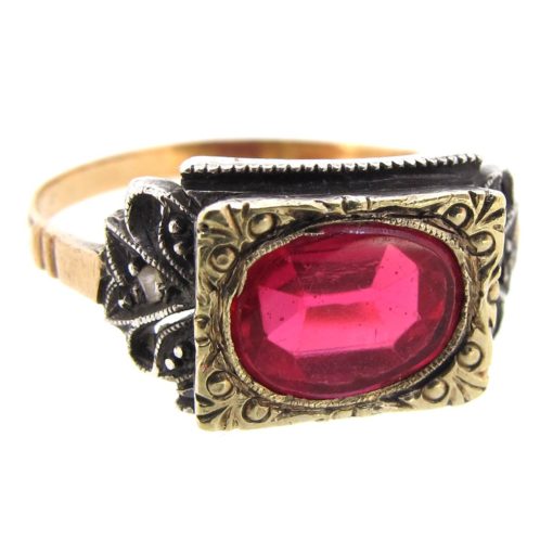Art Deco Synthetic Ruby Ring