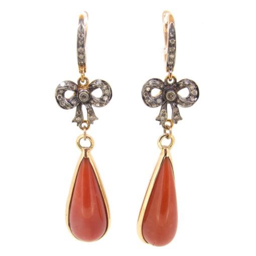 Coral & Diamond Earrings