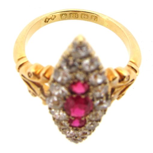 Ruby & Diamond Navette Ring