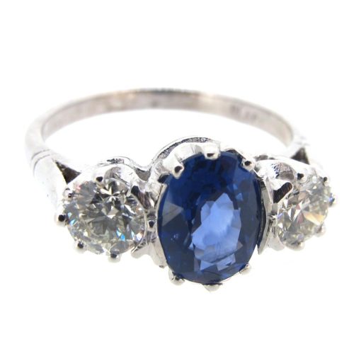 Sapphire & Diamond 3 Stone Ring