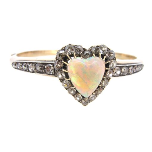Opal & Diamond Heart Bangle