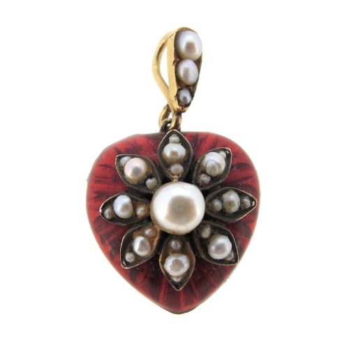 Enamel & Pearl Heart Pendant