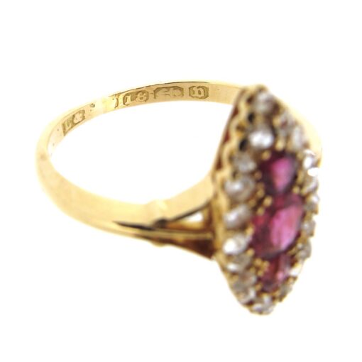 Ruby & Diamond Navette Ring - Image 4