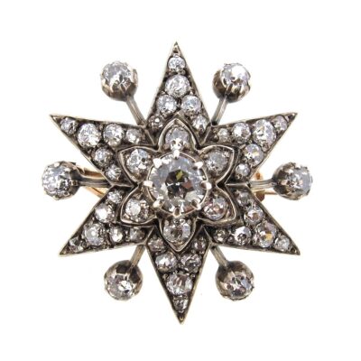 Antique Diamond Starburst Brooch
