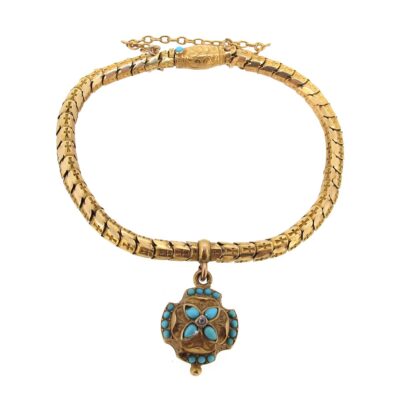 Antique Gold & Turquoise Bracelet