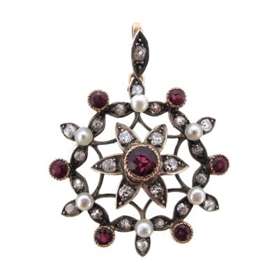 Ruby, Diamond & Pearl Pendant