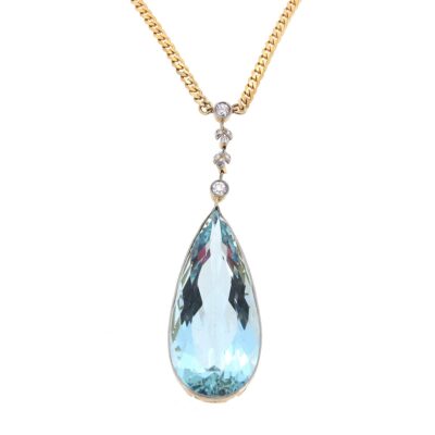 Aquamarine & Diamond Necklace