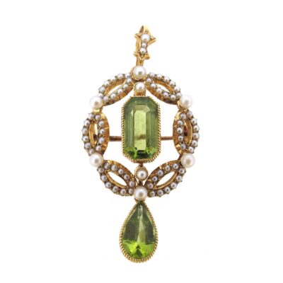 Peridot & Pearl Pendant/ Brooch
